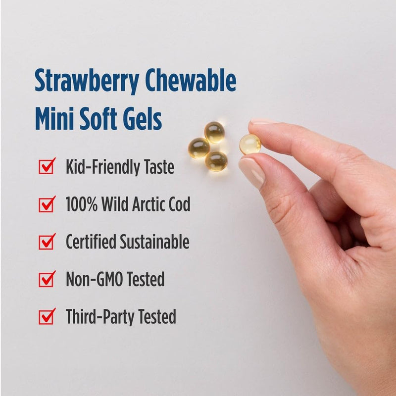 Nordic Naturals Children’s DHA, Strawberry - 180 Mini Chewable Soft Gels for Kids - 250 mg Omega-3 with EPA & DHA - Brain Development & Function - Non-GMO - 45 Servings | 250mg EPA+DHA per serving. Brain development & function for ages 3-6. Mini strawb...