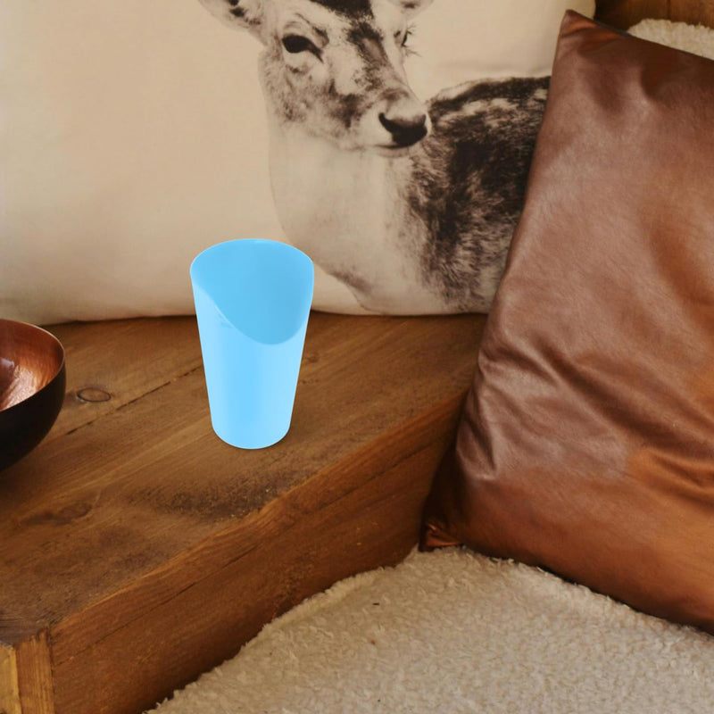 FRCOLOR Elderly Care Feeding Cup - Bedridden Patient Drinking Cup with Tilted Design, 237Ml Capacity, Food-Grade Plastic, Blue