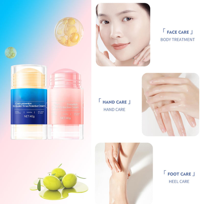 [Australia] - Crack Feet Prevention Stick, Foot Balm, Crack Heel Cream -Smooth Protective BalM, Foot Balm for Dry Cracked Feet, Refreshing, Hydrating, Deep Moisturizing (Pink+Blue, one size) Pink+Blue 1.41 Fl Oz (Pack of 1) 