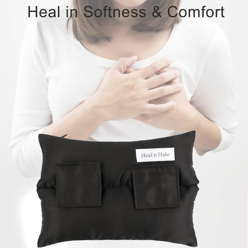 [Australia] - Chemo Port Pillow, Silky Satin Port Pillows for Chest Support Chemo Patients Heart Surgery Pillow After Open Heart Surgery Recovery Gifts, Supports for Chest for Medical Use, Black 
