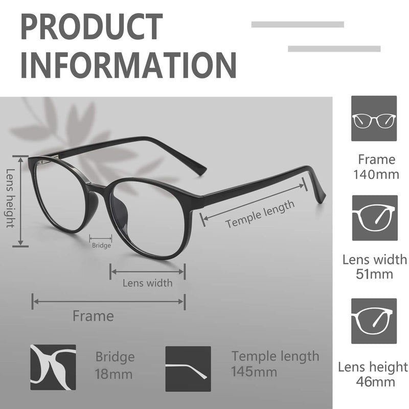 [Australia] - FONHCOO Blue Light Filter Glasses Women's TR90 Blue Light Glasses without Prescription, Super Light Anti-Fatigue Computer Glasses Gaming Safety Glasses (Black) Black 