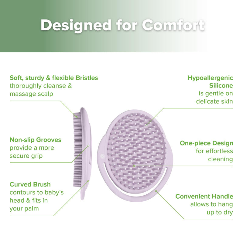 [Australia] - haakaa Silicone Shampoo Brush - Cradle Cap Brush Comb - Baby Hair Scrubber - Newborn Essentials Must Haves - 1pk-Lavender Lavender 