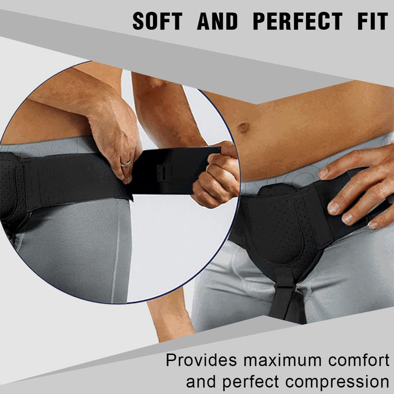 [Australia] - VURYAPI Inguinal Hernia Belt for Men and Women, Hernia Belt, Single-Sided Professional Inguinal Hernia Belt, Left or Right Side, Adjustable Hip Belt, Inguinal Hernia Support Band (Black 