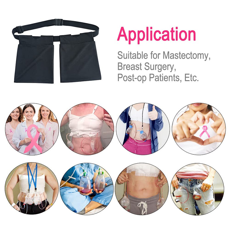 [Australia] - Breathable Drain Holder After Tummy Tuck Mastectomy Drainage Quick Dry Pouch Belt Supplies Mesh Nephrostomy Shower Bag for JP Drains Bulb Breast Post Surgery Black Drain Pouch/Black 