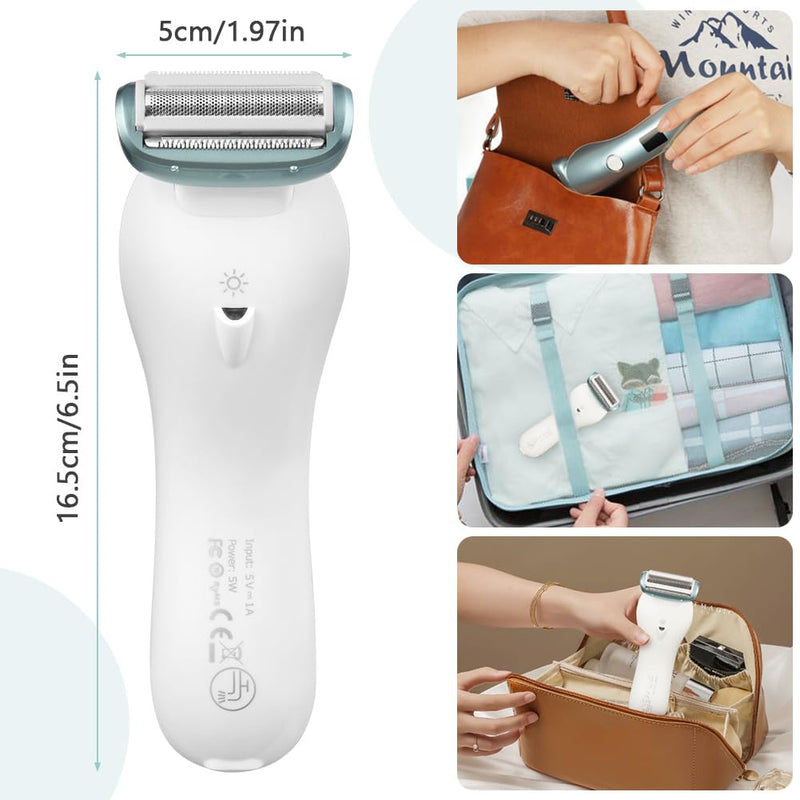 [Australia] - LOPHE Electric Shaver for Women, Wireless Wet and Dry Shaver, Painless Intimate Razor Suitable for Armpits, Bikini Area, Legs (Blue) 
