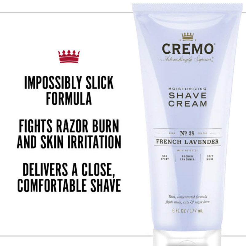 [Australia] - Cremo French Lavender Moisturizing Shave Cream, Astonishingly Superior Ultra-Slick Shaving Cream for Women Fights Nicks, Cuts and Razor Burn, 6 Fl Oz 6 Ounce (Pack of 1) 