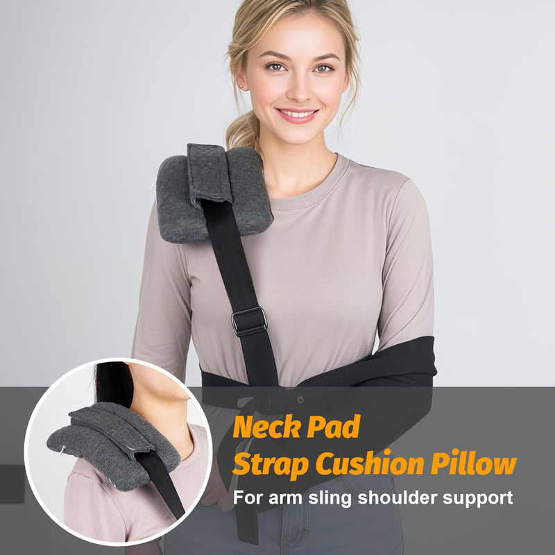 [Australia] - Upgrade Neck Pad Strap Cushion Pillow for Arm Sling Comfort Shoulder Support Pad,Pacemaker Pillow Chemo Port Pillows for Mastectomy,Open Heart Surgery Recovery Gifts Post Surgery (Dark Gray) Dark Gray 