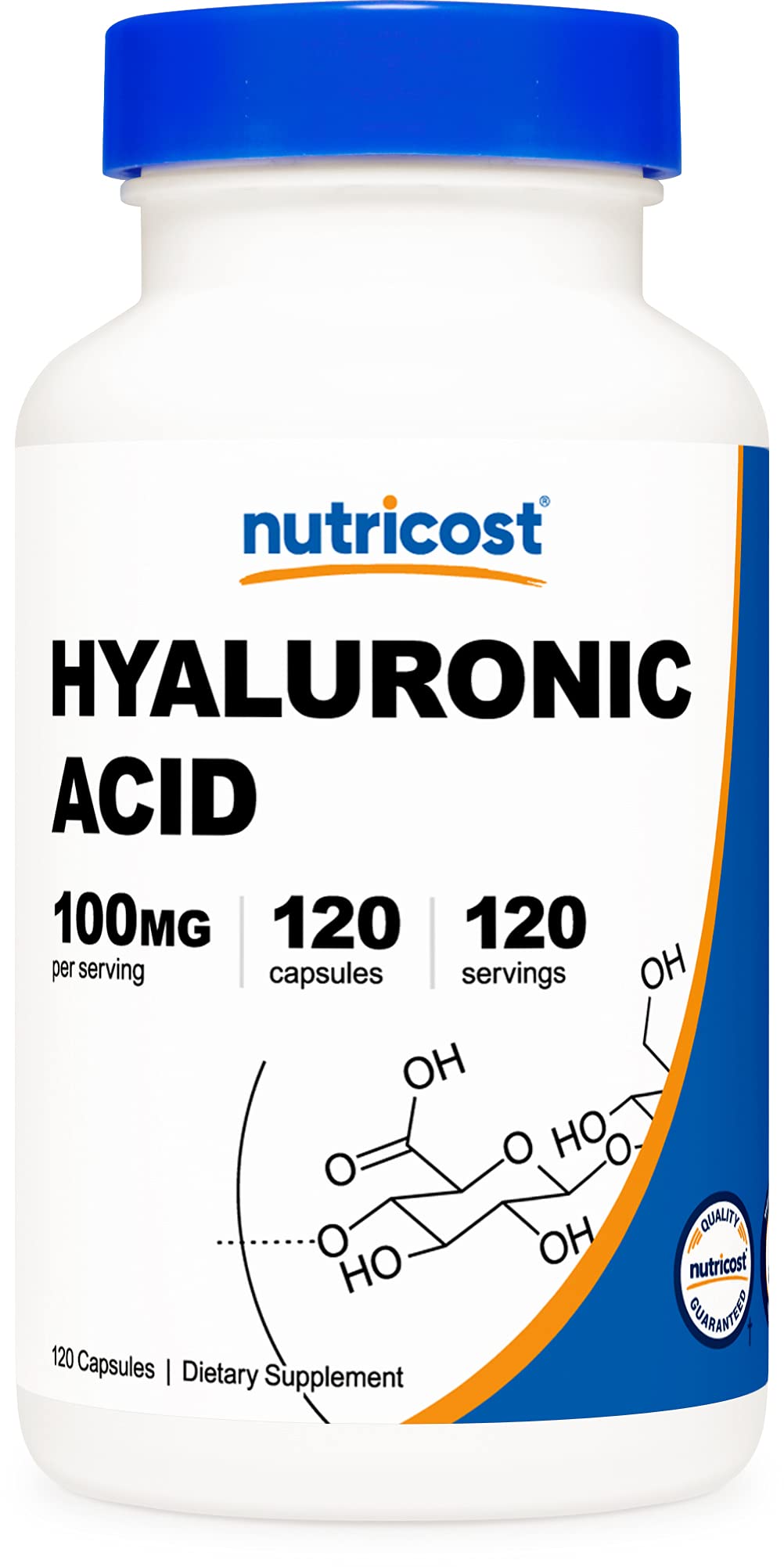 Nutricost Hyaluronic Acid Capsules 100mg,120 Vegetarian Capsules - Gluten Free, Non-GMO vegetable 120 Count (Pack of 1)