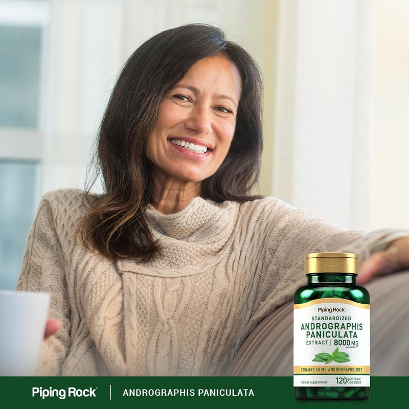 [Australia] - Piping Rock Andrographis Paniculata Extract | 8000 mg | 120 Capsules | Standardized Herbal Supplement | Non-GMO, Gluten Free 