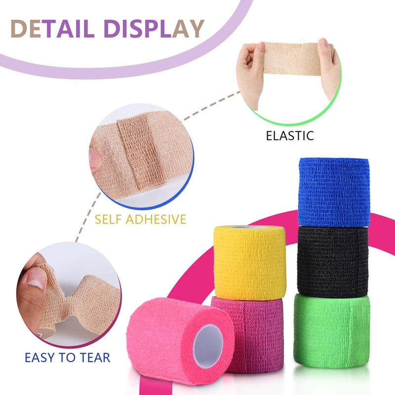 [Australia] - 30 Pack 2 Inch x 5 Yards Colorful Self Adhesive Bandage Breathable Cohesive Bandage Wrap Rolls Elastic Self-Adherent Tape for Stretch Athletic, Sports, Wrist, Ankle 2 Inch, 30 Pack 