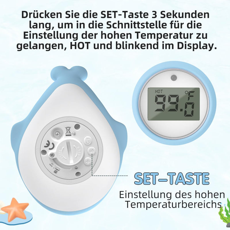 [Australia] - BabyElf Newborn Bath Thermometer, Room and Bath Thermometer, Fast and Accurate Water Reading with Silent Alarm, Digital Floating Bath Thermometer Blue 