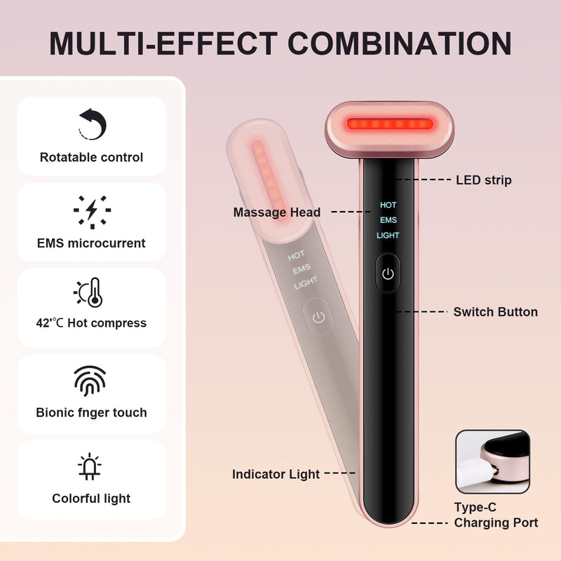 7 in 1 Eye Massager Facial Relaxation, Suitable for Family Travel Outing Eye Massage, Facial Massager, Black Size C