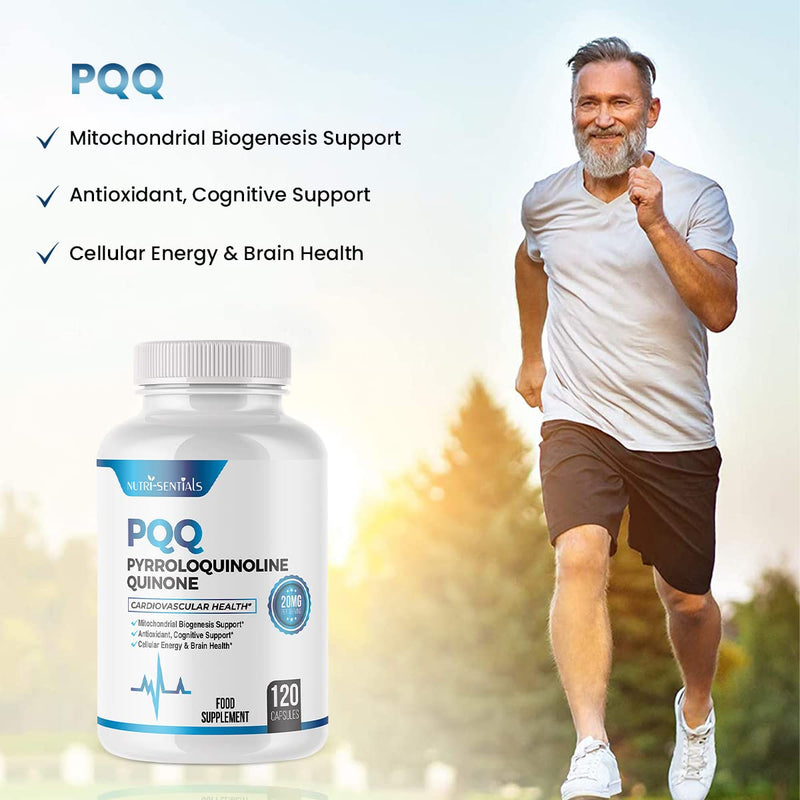 PQQ Max 20mg, 120 Capsules – Pyrroloquinoline Quinone - Promotes Mitochondrial Biogenesis, Energy Optimize | Plant Extract - Powerful & 100% Natural Supplement