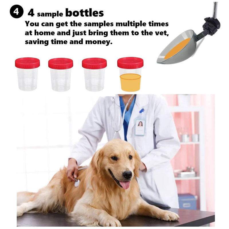 Dog Urine Sample Catcher，Telescopic Dog Pee Sample Collector，Pet Urine Stick for Small Large Female Dogs (Grayspoon&4bottles) Grayspoon&4bottles - PawsPlanet Australia