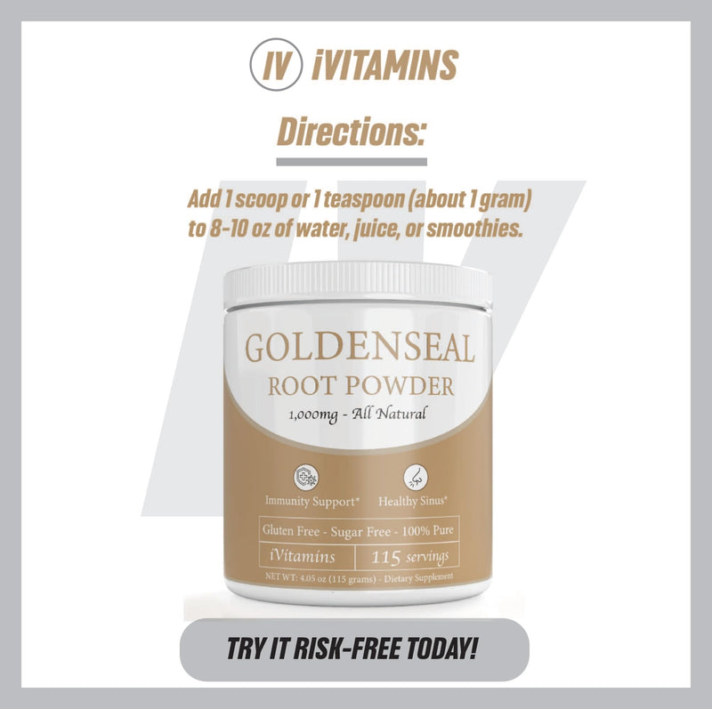 [Australia] - Goldenseal Powder - Goldenseal - Echinacea Goldenseal - Goldenseal Root - Goldenseal Root Powder - Goldenseal Powder for Sinuses - 1,000mg per Serving - 115 Servings 