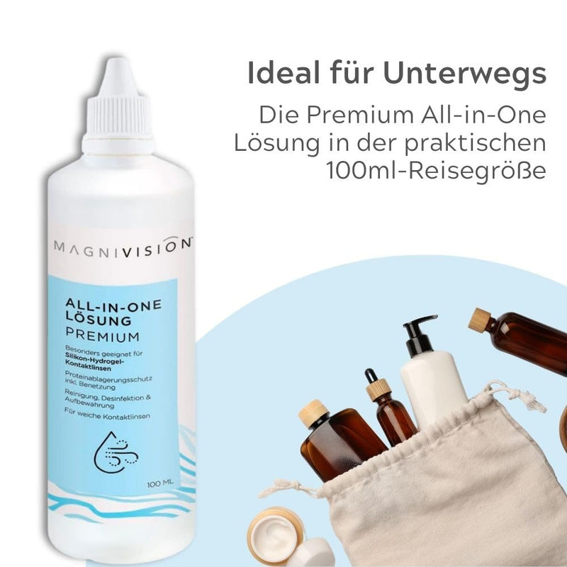 [Australia] - MAGNIVISION All-in-One Solution Premium, 360ml All-in-One solution for soft contact lenses, for cleaning and storing soft contact lenses, borate-free, Made in Europe 