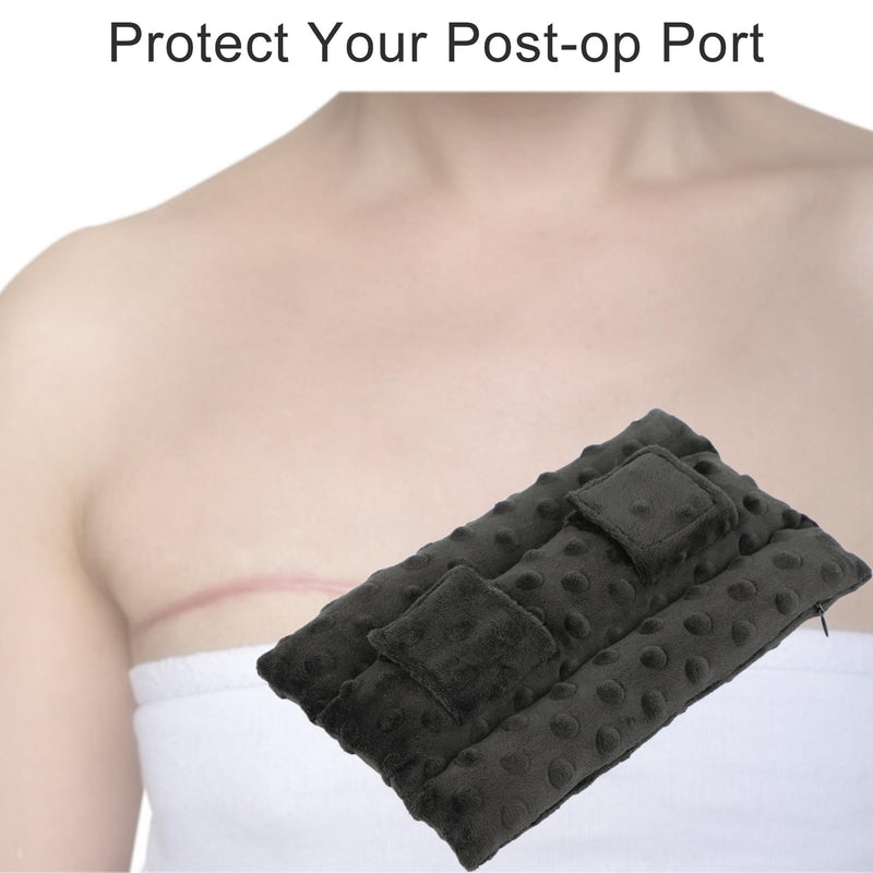 [Australia] - Chemo Port Pillows for Patients Seatbelt, Chemo Port Protector Pacemaker Seat Belt Cushion, Chemotherapy Must Haves Chemo Gifts Men Women Cancer, Minky Dot Black 3 Row-minky Dot Black 