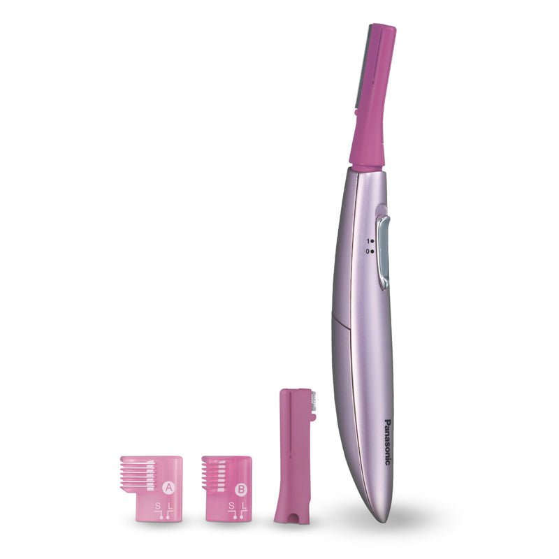 Panasonic Women’s Facial Hair Remover and Eyebrow Trimmer with Pivoting Head, Includes 2 Gentle Blades for Brow and Face and 2 Eyebrow Trim Attachments, Battery-Operated – ES2113PC Pink 5 Piece Set
