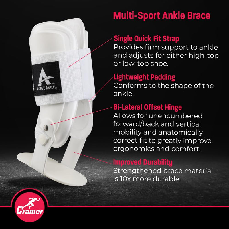 [Australia] - Active Ankle T2 Ankle Brace, Rigid Ankle Stabilizer for Protection & Sprain Support for Volleyball, Cheerleading, Ankle Compression Braces for Men & Women, White, Medium 