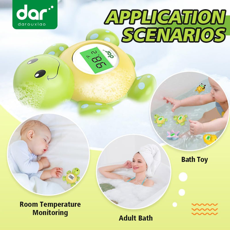 [Australia] - Baby Bath Thermometer, Digital Water Temperature Thermometer with 3 Color Backlit and Temperature Warning, Safety Bath Tube Thermometer Floating Toy for Infant, Toddler Green tortoise 