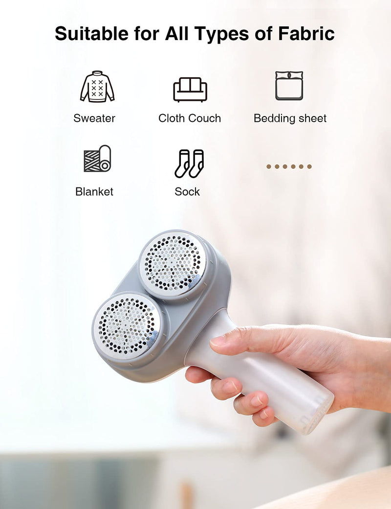 [Australia] - VASSON Fabric Shaver, Electric Lint Remover, Rechargeable Lint Shaver, Sweater Shavers to Remove Pilling, Large Fuzz Remover for Clothes Couch Furniture (greyish white) Greyish White 