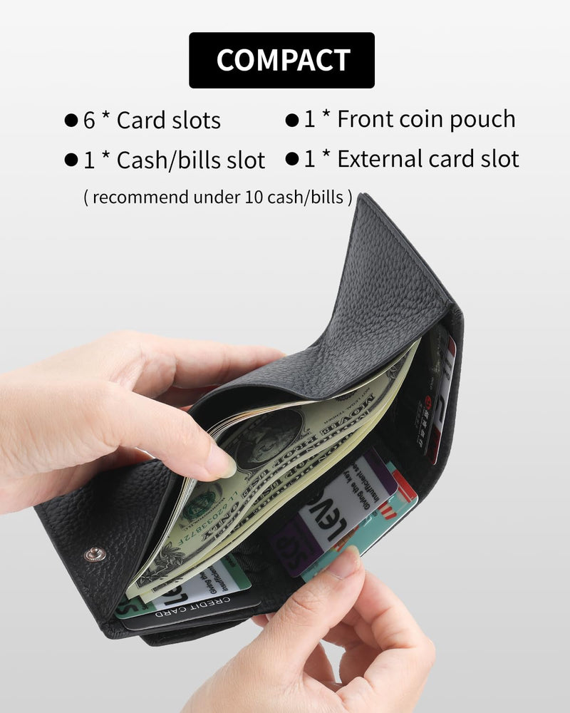 Karmiir RFID Blocking Small Leathear Coin Wallet & RFID Blocking Leather Passport Wallet, Black(Same material)