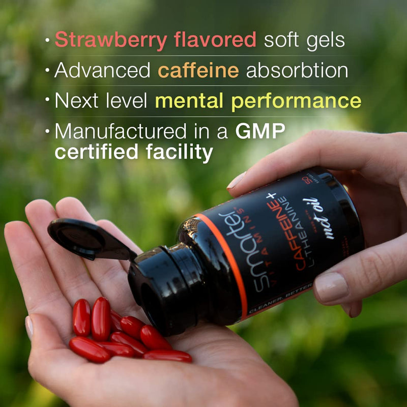 [Australia] - SmarterVitamins (3-Pack) 200mg Caffeine Pills with 100mg L-Theanine for Energy, Focus and Clarity + Coconut MCT Oil, Pre Workout, Nootropic Brain Booster, Extended Release Capsule 