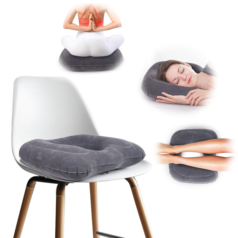 [Australia] - Inflatable Hemorrhoid Pillows, Donut Pillow for Tailbone Pain, Adjustable Inflatable Seat Cushion for Bed Sores, Postpartum Pregnancy, Car Seat, Airplane, 17.7'' x 15.4'' x 4.3''(Grey) 