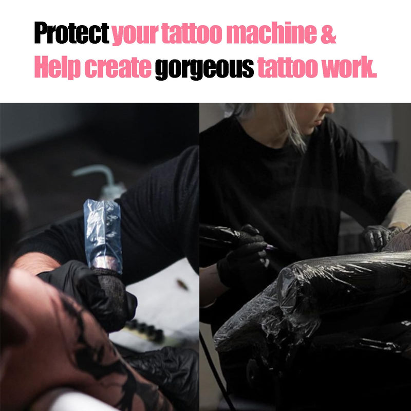 [Australia] - 200 Pink Tattoo Pen Covers & 4 Grip Tapes - Large Tattoo Machine Covers & Tattoo Tape Wrap - Tattoo Supplies 