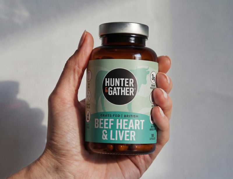 Hunter & Gather Beef Heart & Liver Capsules 180 | 100% British Grass-Fed | Freeze-Dried Whole Food Organ Supplement | No Fillers, Binders or Synthetic Vitamins | Nose-to-Tail Nutrition | 30 Servings