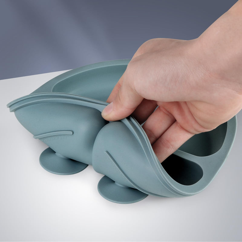 [Australia] - Baby Feeding Set, 2 Pack Silicone Divided Suction Plates for Baby, 2 Pack Spoons and Forks Set, BPA Free, Baby Led Weaning Supplies for Toddler Utensils 