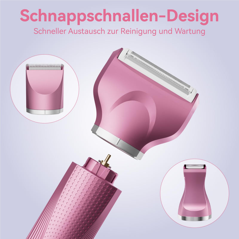 [Australia] - Unibono women's electric razor kit, 3-in-1 intimate razor for women, women's razor wet and dry razor trimmer for bikini area, armpits, legs, USB-C rechargeable with storage bag, pink 