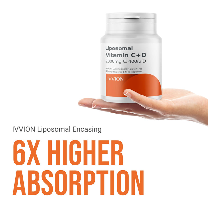 Liposomal Vitamin C 2000mg + Vitamin D3 400IU - High Absorption Softgels | Immune Support, Antioxidant, Collagen & Bone Health | Non-GMO, Gluten-Free, Made in UK, 30-Day Supply