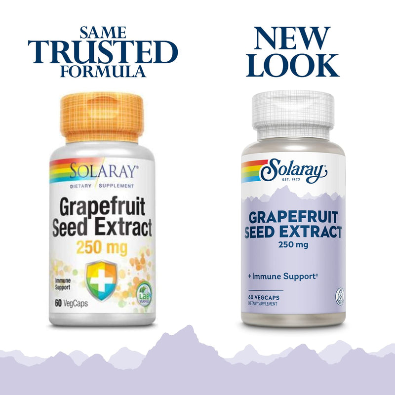 SOLARAY Grapefruit Seed Extract Capsules 250 mg, 60 VegCaps | Immune Support Supplement for Women and Men - with 20mg Zinc, Plus Antioxidant Vitamin C and Vitamin E for Wellness Support