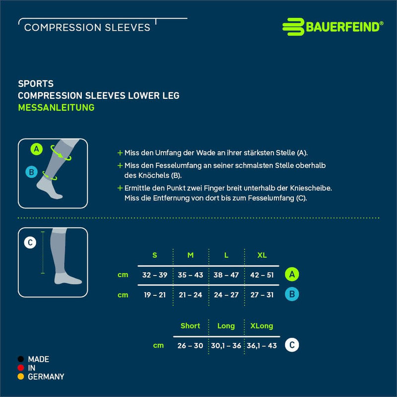 [Australia] - BAUERFEIND Calf Bandage Compression Sleeves Lower Leg, 1 Pair of Leg Warmers Unisex Navy Blue L Long 