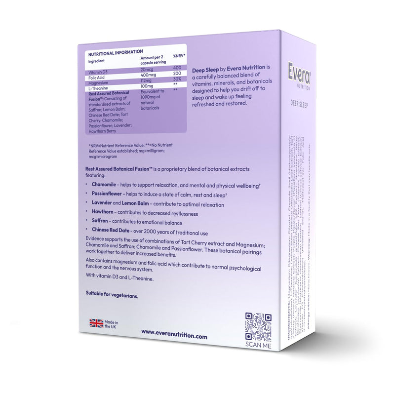 Deep Sleep, 60 Capsules - Supports Rest & Relaxation | Induce Feelings of Calm | 8 Botanicals Including Chamomile & Passionflower + Essential Vitamins & Minerals