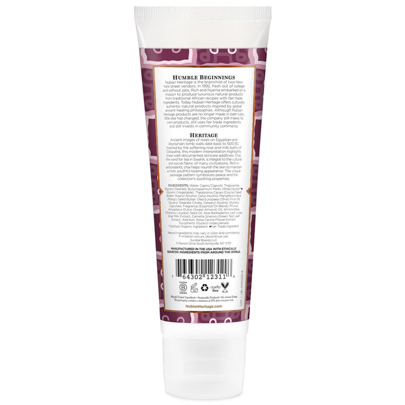Nubian Heritage Hand Cream, Goat’s Milk & Chai – Soothing & Hydrating Shea Butter Lotion with Aloe Vera, Vitamin E & Rose Extract, 4 Oz