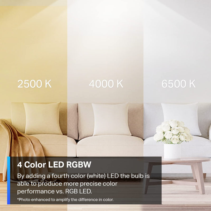 [Australia] - TP-Link Tapo Smart Light Bulbs, 16M Colors RGBW, Dimmable, Compatible with Alexa and Google Home, A19, 60W Equivalent, 800LM CRI>90, 2.4GHz WiFi only, No Hub Required, Tapo L530E(4-Pack) 800LM, Works w/ Alexa & Google 4 Pack 