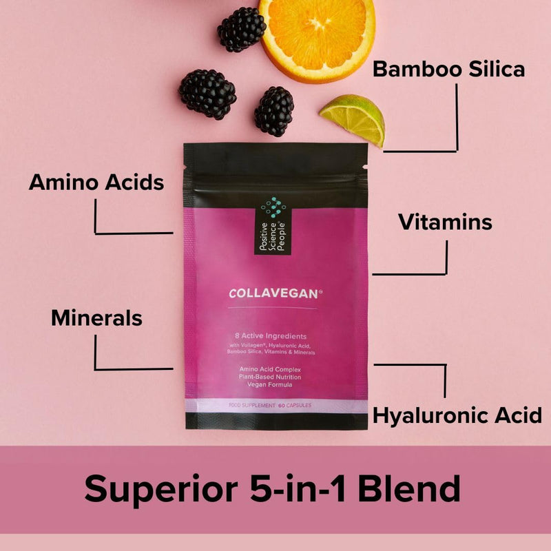 Marie Claire Skincare Awards Winner Vegan Collagen Complex for Men & Women - Supports Hair, Skin, Nails & Joints - Plant Collagen Capsules with 18 Amino Acids, Hyaluronic Acid & Biotin - 30 Day Supply