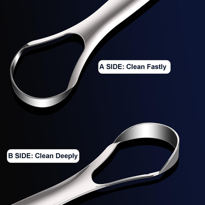 [Australia] - Metal Tongue Scraper with Travel Case, Easy to use Tongue Scraper for Adults, 100% Stainless Steel Tongue Cleaners For Oral Care, Fight Bad Breath, Professional Tongue Brush to Fresh Breath 