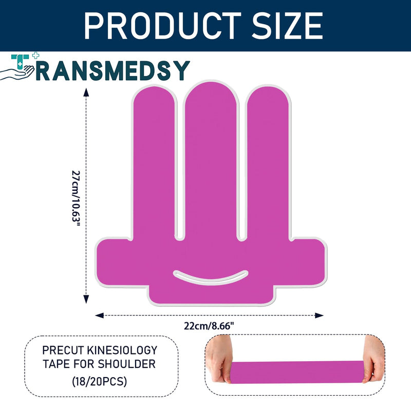 18 Pcs Kinesiology Tape for Shoulder Pain Relief Precut Sport Tape for Shoulder-Support & Stability, Hypoallergenic Latex-Free Athletic Tape for Shoulder, WatreProof & Breathable Muscle Tape(Black) Black-18pcs