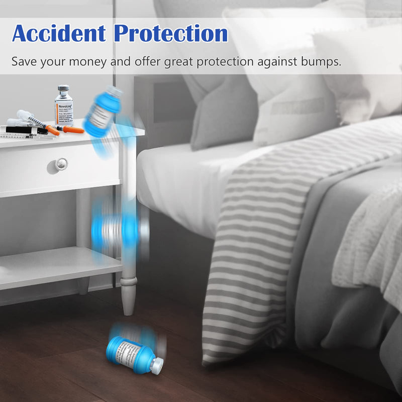 [Australia] - Insulin Via Bottle Protector Case for Diabetic, Insulin Vial Holder Silicone Protective Sleeve to Protect Your Insulin Vial from Breaking, for Most 10ML Insulin Vials, 2-Pack (Short-Blue) Short-Blue 