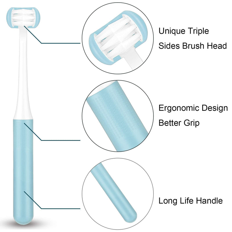 Patelai 4 Pieces Autism Toothbrush for Special Needs Soft Wrap-Around Training Tooth Brush Saving Time for Kids, Gentle Clean Tooth to Completely Cover The Toothbrush (Blue, Yellow, Green, Red)