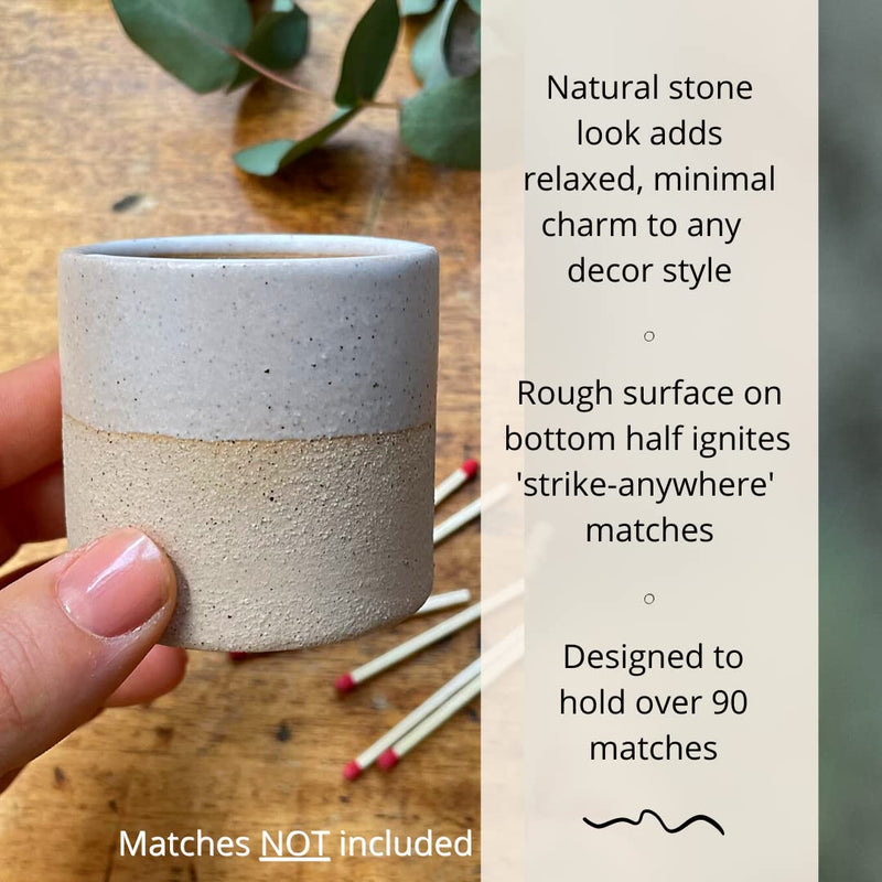 [Australia] - Match Holder with Striker | Cute Ceramic Match Jar - Perfect for Candles Matches or Bathroom Decor | Australian Designer | Lights All Matches | Extra 4 Striker Papers | Matches NOT INCL. 