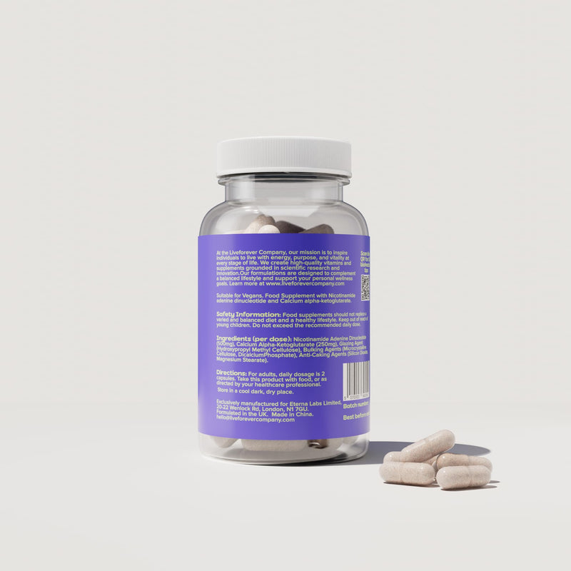 Liposomal NAD+ Supplement 500MG with 250MG Ca-AKG, Max Absorption, Support Cellular Energy & Healthy Aging, 60 Capsules