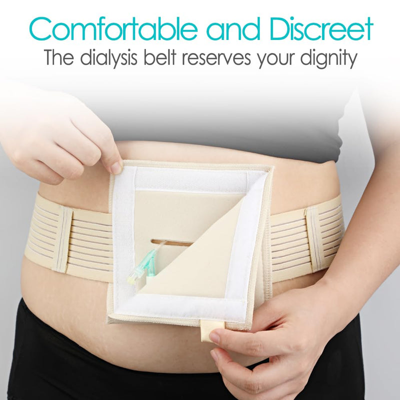 [Australia] - Breathable Feeding Tube Belt G Tubes Belts Peg Tube Belt Elastic G Tube Holder Gastrostomy Tubes Protective Supplies with 6" Square Sponge Pouch Pad Covers for Women Men Beige, Medium Medium (Pack of 1) 
