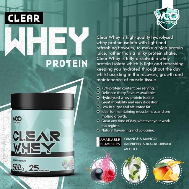 Clear Whey Isolate Protein Powder – Refreshing Protein Shake | Low Lactose, Easy Digesting & High in Protein | Ideal for Workout Recovery – 500g, 25 Servings (500 Grams, Strawberry Lemonade) 500 grams