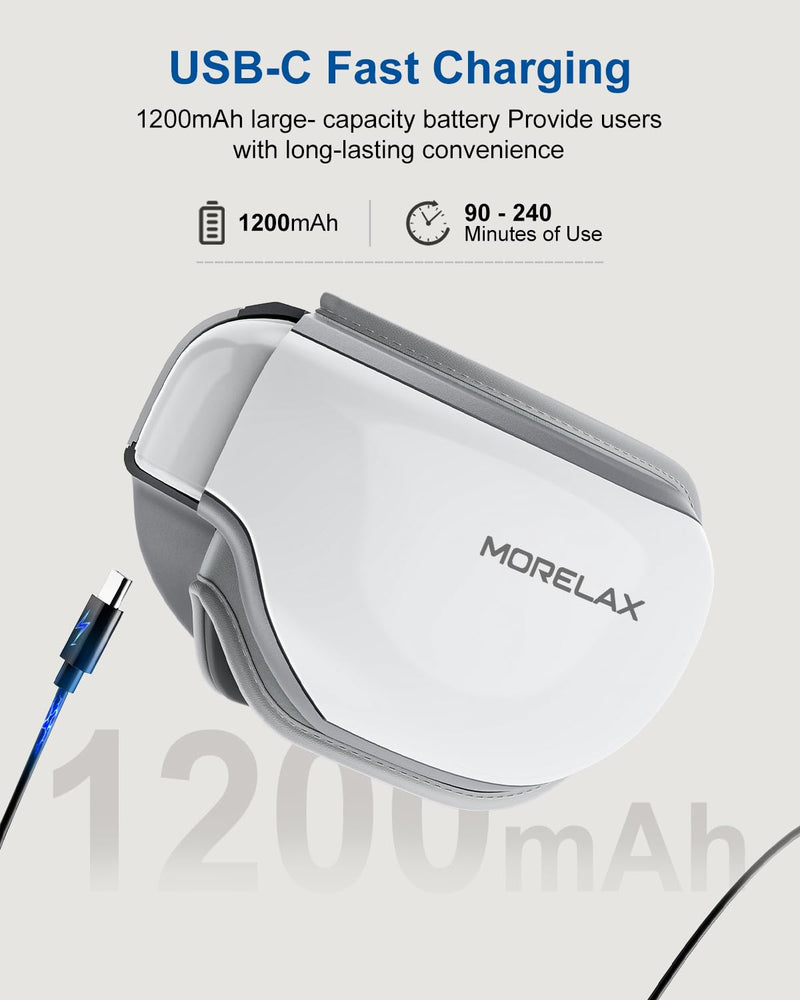 [Australia] - Morelax Eye Massager with Heat & Bluetooth Music, Birthday Gifts for Women, Reduce Eye Strain, Headache Relief and Improve Sleep, Eye Care Device for Migraine Without Display - White 