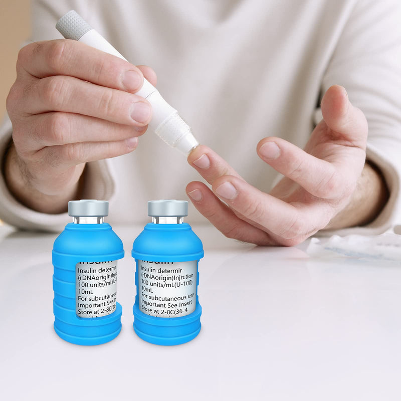 [Australia] - Insulin Via Bottle Protector Case for Diabetic, Insulin Vial Holder Silicone Protective Sleeve to Protect Your Insulin Vial from Breaking, for Most 10ML Insulin Vials, 2-Pack (Short-Blue) Short-Blue 