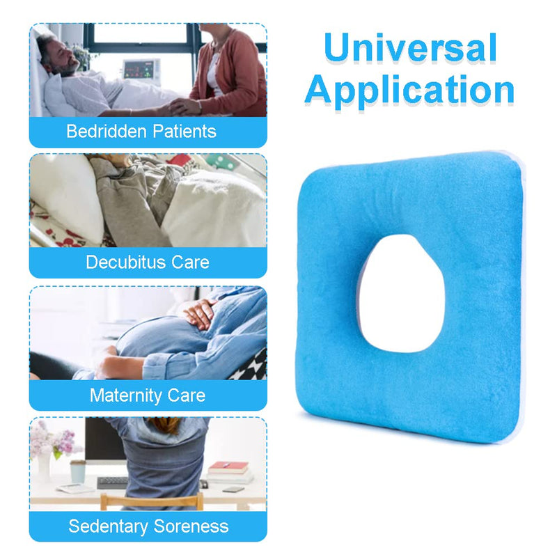 [Australia] - MESINURS Donut Butt Pillow, Anti-Decubitu Pad Bed Cushion, Pressure Nursing Pad for Bedridden, Elderly, Disabled, Pregnant (17"x17", Square) 17"x17", Square 